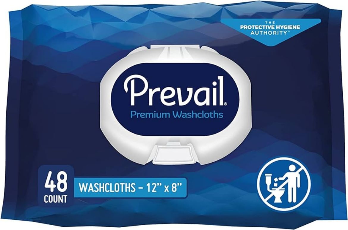 Picture of Prevail Pre-Moistened Washcloths with Vit. E, and Aloe, Unscented 8" x 12" - 48/pkg
