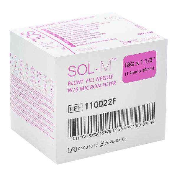 Picture of Needle Only (Sol-M), Blunt Fill 18G X 1 ½” with filter. (Red) - 100/Box