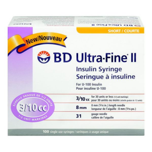 Picture of Insulin Syringe, (BD Ultra-Fine) 0.3ml 31 Gauge x 8mm TW - 100/Box