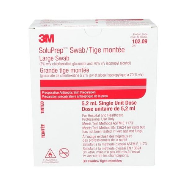 Picture of SoluPrep™ Large Swab, Tinted 5.2ml 2% CHG/70% IPA - 1/Pkg,30/box