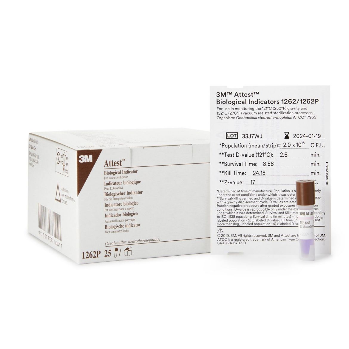 Picture of Attest™ (3M) Biological Indicators, Brown Cap - 25/Box