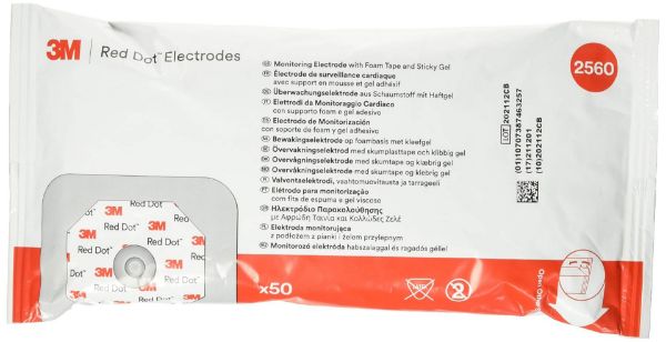 Picture of 3M Red Dot Multi-Purpose Monitoring Electrode, 10/Strip - 50/Bag