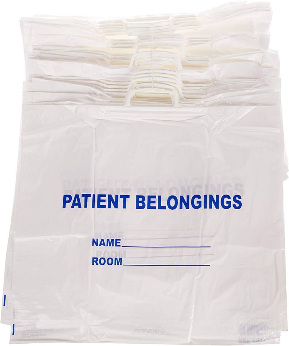 Picture of Patient Belonging Bags, 18” x 20” with 3.5” gusset , White with Rigid Handle - 250/Case
