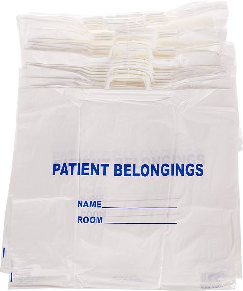 Picture of Patient Belonging Bags, 18” x 20” with 3.5” gusset , White with Rigid Handle - 250/Case