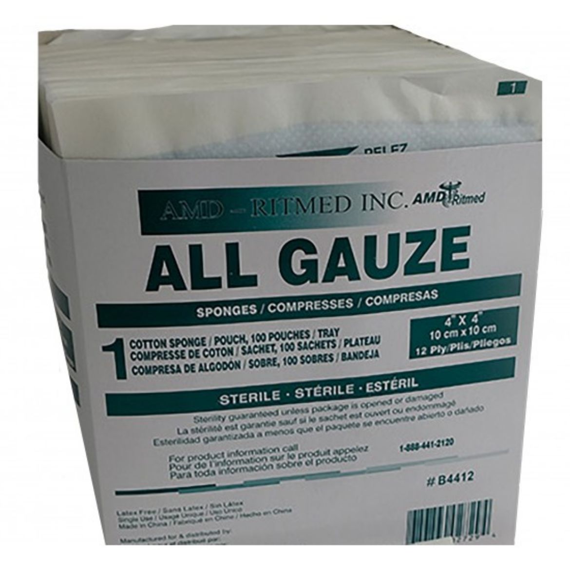 Picture of Gauze, 4 x 4 x 12 ply, STERILE, 2/pkg - 25/Box