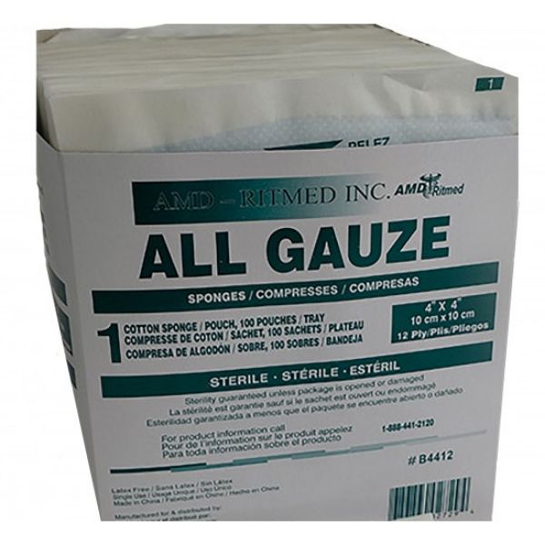 Picture of Gauze, 4 x 4 x 12 ply, STERILE, 2/pkg - 25/Box
