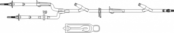 Picture of Bifurcated Administration Set, 107" 15 Drop with 2 CLAVE® Ports, Bag Hanger and RMLL - 25/Case