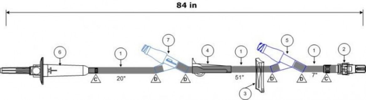 Picture of Primary Admin. Set, 84" (183cm) 60 Drop w/BCV-CLAVE®, CLAVE®, Rotating Luer, Non-DEHP Tubing, 50/cas