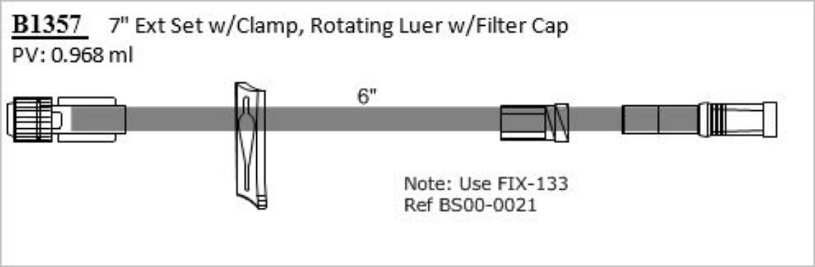 Picture of Extension Set 7" (18cm) non-dehp with clamp, filter cap and RMLL - 50/Case