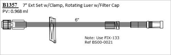Picture of Extension Set 7" (18cm) non-dehp with clamp, filter cap and RMLL - 50/Case