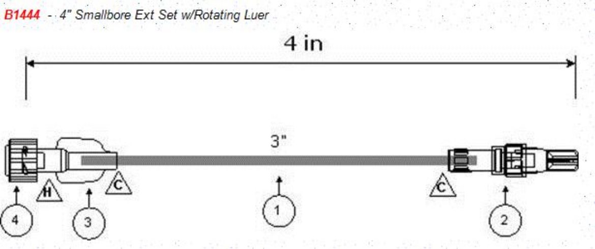 Picture of Extension Set, 4in. Small Bore (0.2ml prim. Vol.), Non-Dehp and RMLL - 50/Case