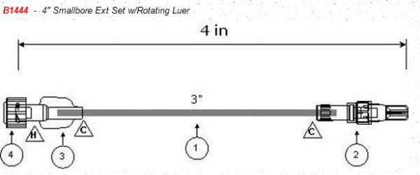 Picture of Extension Set, 4in. Small Bore (0.2ml prim. Vol.), Non-Dehp and RMLL - 50/Case