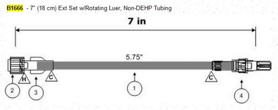 Picture of Extension Set, 7in. Standard Bore (0.73ml PV), Non-Dehp and RMLL - 50/Case