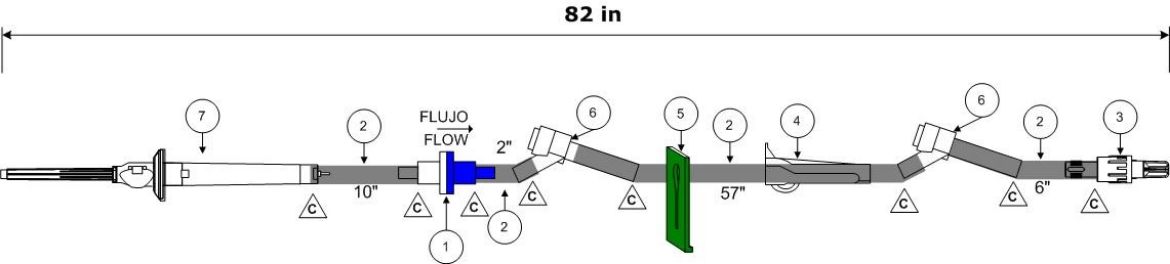 Picture of Primary Administration Set 82" 10 Drop with 2 Pre-Slit ports (6" & 66"), BCV & RMLL - 50/Case