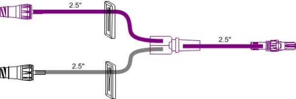 Picture of Extension Set, 7" SmallBore Bifurcated with CLAVE® Ports - 50/Case