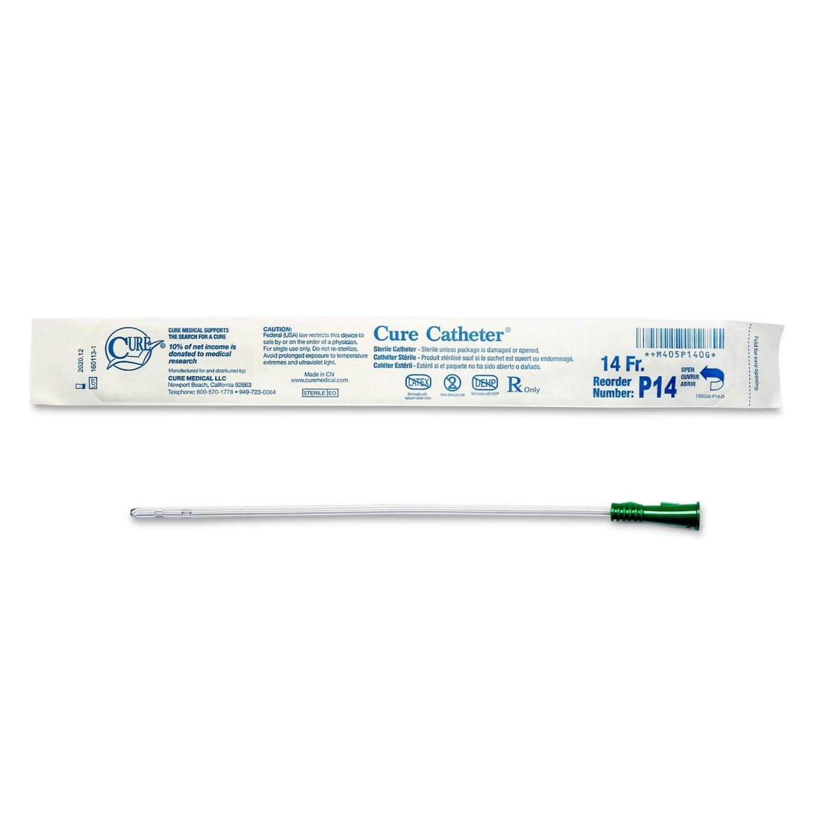 Picture of Catheter, Intermittent Pediatric Plastic with Funnel (Cure)  14Fr  10"
