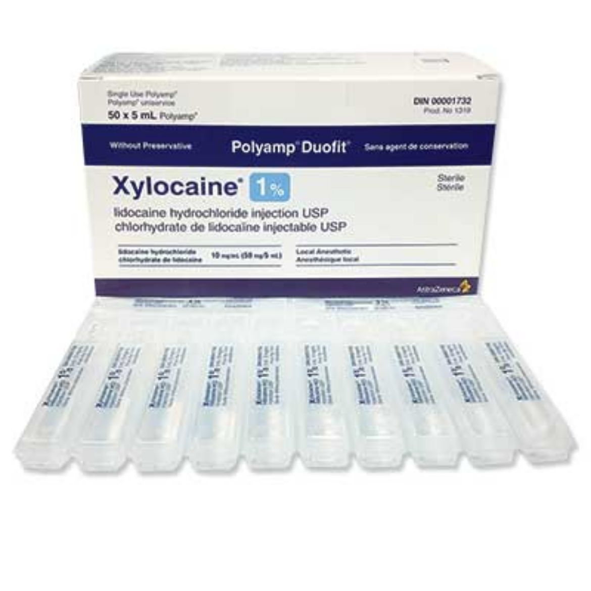 Picture of Xylocaine (w/o preservative), 2% Plain 5ml Polyamp - 50/Box