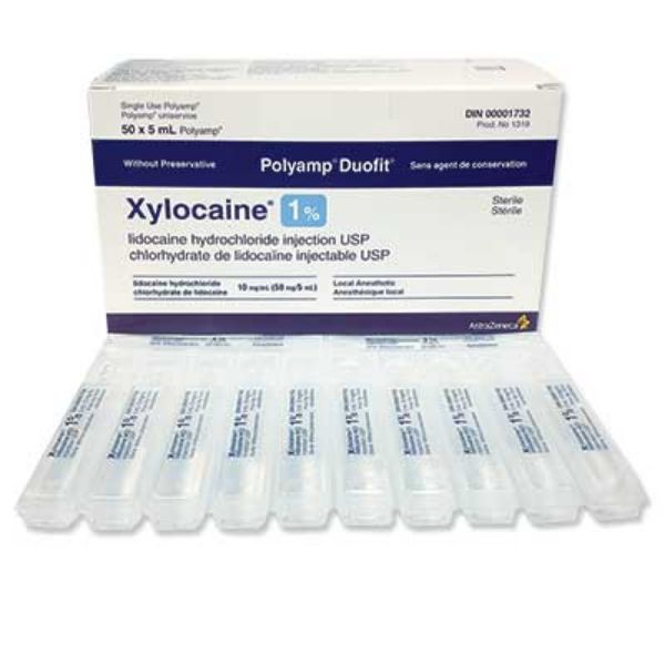 Picture of Xylocaine (w/o preservative), 2% Plain 5ml Polyamp - 50/Box