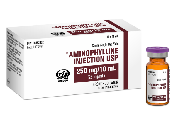 Picture of Aminophylline Injection USP, 25 mg/mL, 10ml Vial - 10/Box