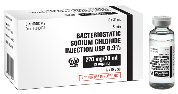Picture of Sodium Chloride 0.9% USP for Injection (Bacteriostatic), 30ml Vial - 10/Box