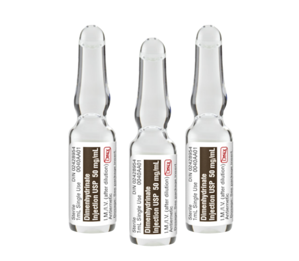 Picture of Dimenhydrinate (Gravol) Injection USP 50mg/ml, 1ml Amploule - 10/Box