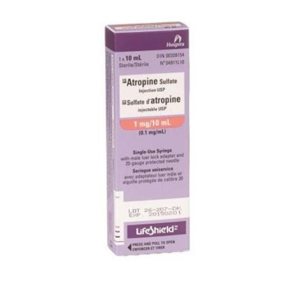 Picture of Atropine Sulphate Injection USP (Abboject LifeShield  0.1mg/10ml - 10/Box