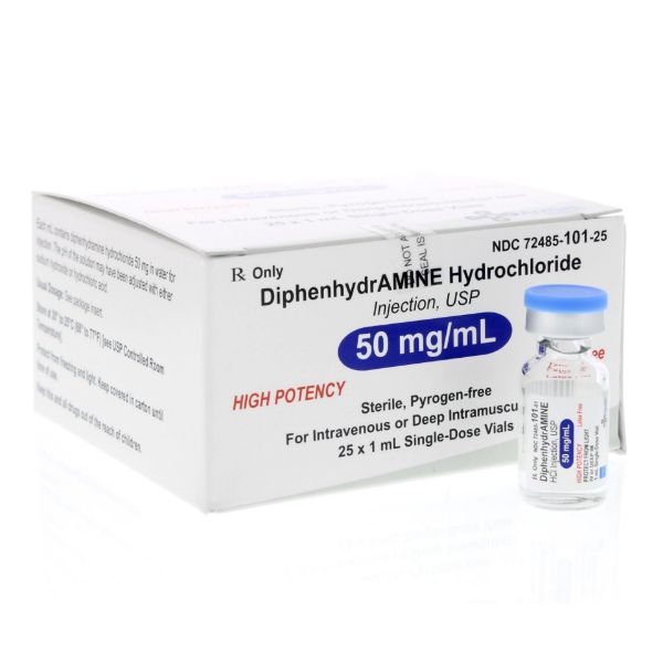 Picture of Diphenhydramine Hydrochloride 50mg/ml, 1ml Vial - 25/Box