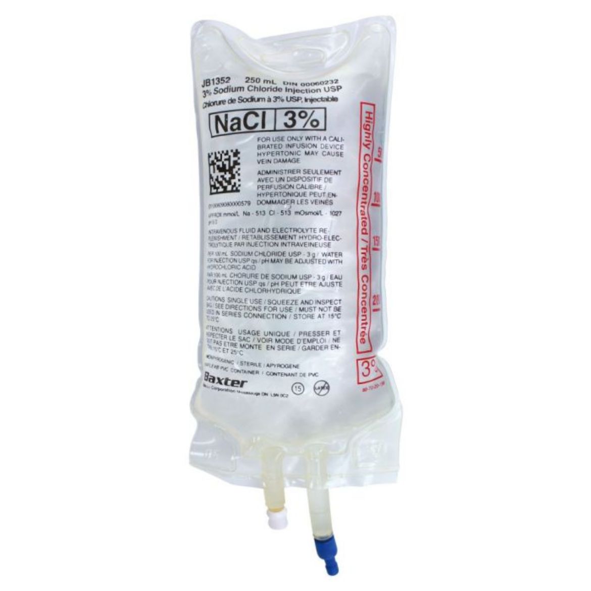 Picture of Normal Saline 3% Injection 250ml,  Viaflex, 30/Case