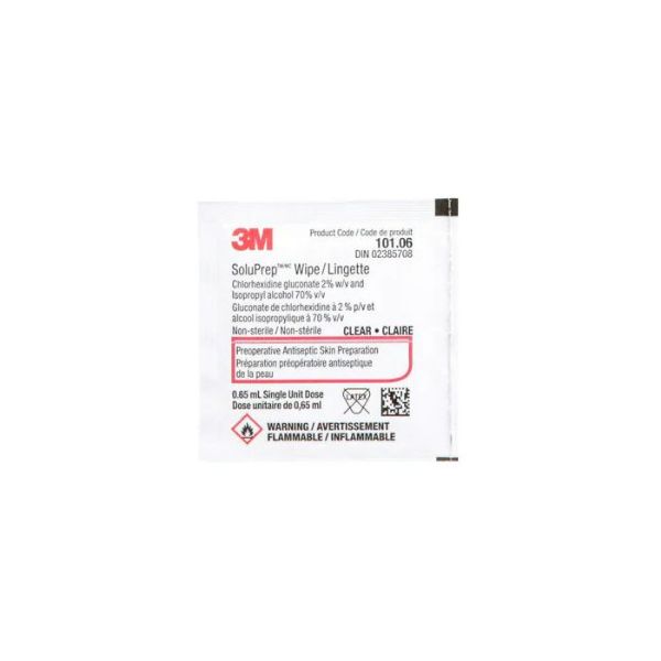 Picture of Barrier Wipe, SoluPrep.  2% Chlorhexidine, 70% Isopropyl Alcohol 200/Box